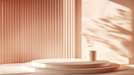 Minimal stage with soft shadows in pastel tone
