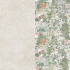 Wallpaper pattern made of cement, stone or marble grunge and some flower or geometries.