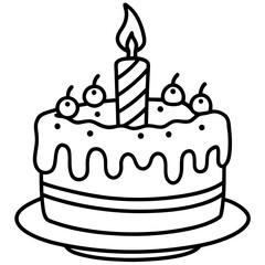 Minimalist Birthday Cake Outline