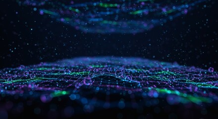 Abstract Colorful Particle Network Futuristic Digital Art