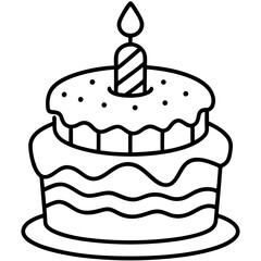 Minimalist Birthday Cake Outline