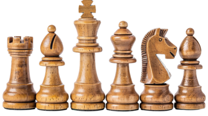 Artistic Wooden Chess Design on the Transparent Background