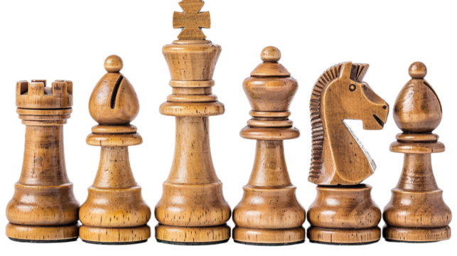 Artistic Wooden Chess Design on the Transparent Background