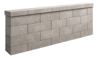 Obraz premium Concrete block retaining wall designed for a modern apartment's small backyard, featuring clean lines and a minimalist aesthetic.