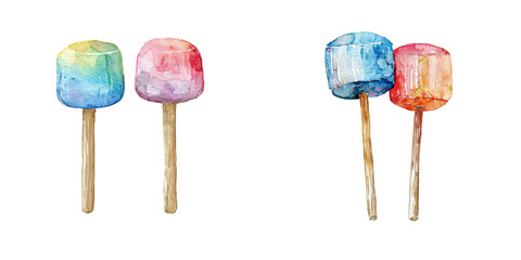 mallets watercolor vector illustration