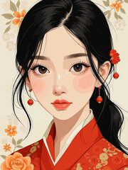 15h a very stylized face of a Chinese woman