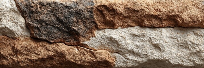 Natural stone surface with varied textures and colors in muted tones showcasing geological features