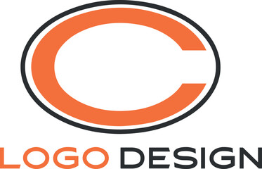 Minimalist C letter logo design with bold modern styling in orange and black, perfect for personal branding, startups, or tech companies