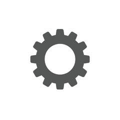 Simple Gray Gear Icon on White Background