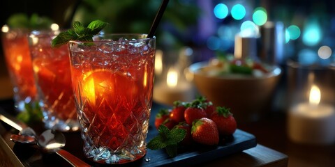 Refreshing summer cocktails served at a cozy outdoor gathering during a warm evening