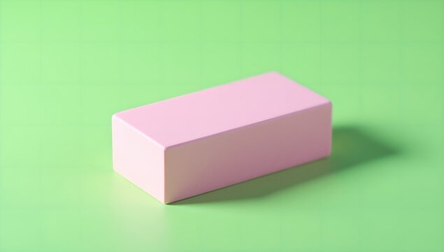 Pink rectangular block on bright green screen chroma key background