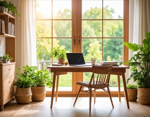 Fototapeta premium Remote Work at Home with Natural Light