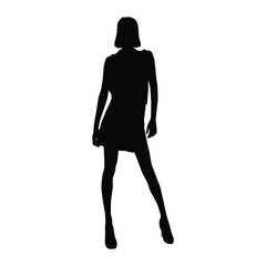 Silhouette of Stylish Woman Standing in Confident Pose