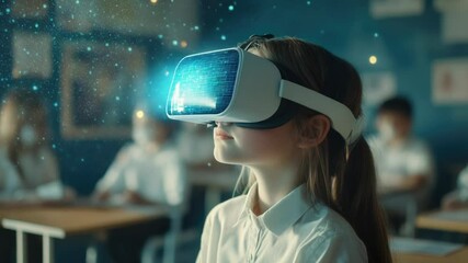 Student using virtual reality technology in educational setting - Powered by Adobe