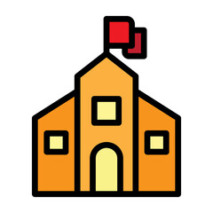 Community School Vector Filled Icon Design