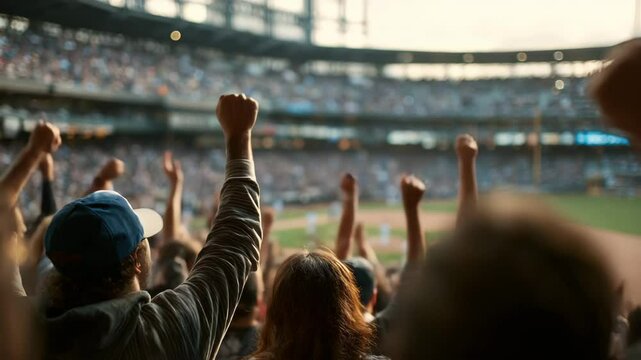 Sport stadium audience fans people cheering baseball