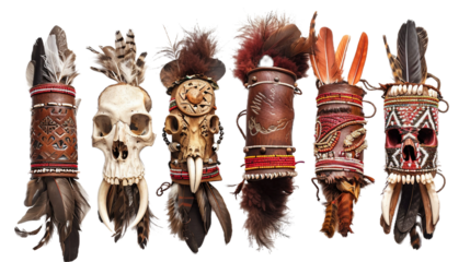 Tribal Warrior Armbands with Teeth on the Transparent Background