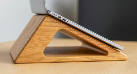 Modern Wooden Laptop Stand Enhancing Workspace