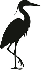 Heron with Spread Wings Silhouette - Elegant Water Bird Vector