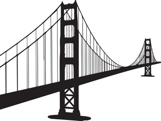 Obraz premium Golden Gate Bridge Silhouette Vector Illustration San Francisco Landmark