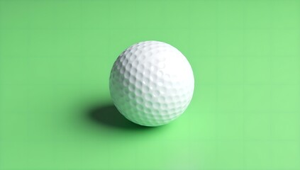 White golf ball isolated on a bright green screen background