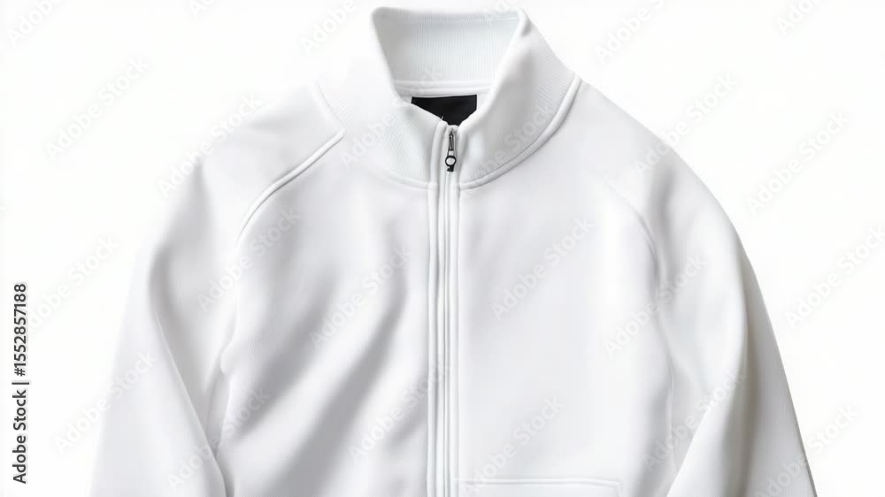 Aufkleber a white jacket hangs on a clothes rack in a minimalist setting, ready for use or display