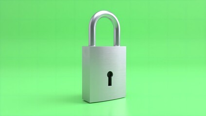 Silver padlock on green screen background representing security and privacy concept