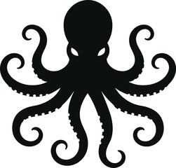 Octopus Silhouette Vector - Marine Creature with Tentacles