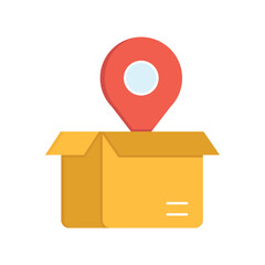 Shipping Box with Location Marker Icon