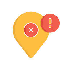 Location Marker with Error or Warning Symbol Icon