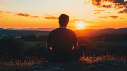 Obraz premium Recovering addict looking at the sunset, symbolizing hope for a new beginning. 