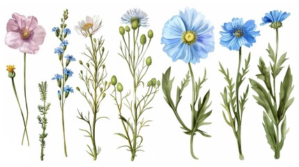 Watercolor Hand Drawn Flowers &ndash; a delicate and artistic floral illustration. The hand-drawn watercolor flowers create a soft, charming, and creative botanical scene.