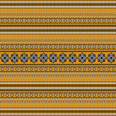 Geometric Tribal Ethnic Pattern in Black and Mustard Yellow