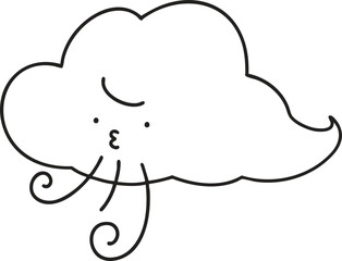 바람 구름 캐릭터 라인 드로잉
Windy cloud line art for coloring