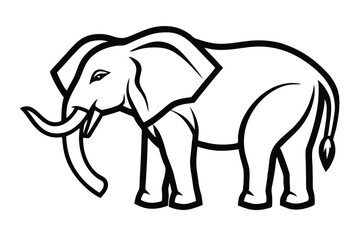 Majestic elephant head outlined against a white backdrop showcases the animal's powerful presence