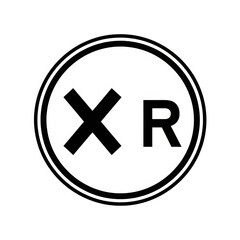 Obraz premium vector icon of a circular railroad crossing warning sign with X and R symbols in black