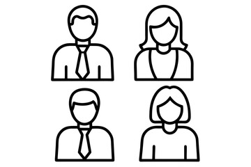 Illustration of four people icons in black outline on a white background
