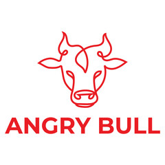 abstract angry bull flat minimalist logo design
