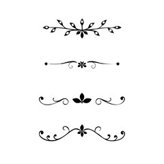 Text dividers doodle set. Wedding decorative elements. Divider ornament, borders, vintage line separators. Hand drawn vector illustration isolated on white background
