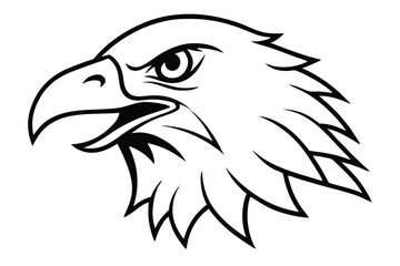 Fototapeta premium Bold line art reveals an eagle's fierce profile with its strong, open beak