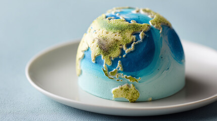 a round cream cake designed to look like a miniature Earth globe