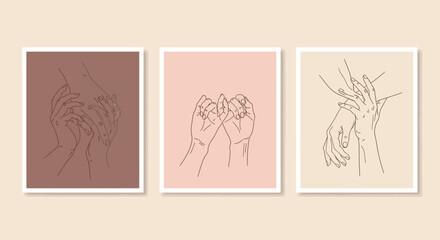 Minimalist Line Art Prints Set of Three Hand Drawings in Neutral Tones