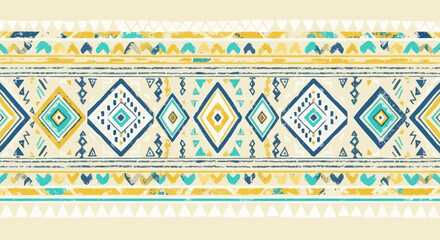 Geometric Tribal Pattern Seamless Textile Design, Ethnic Vector Art,  Bohemian Style Illustration