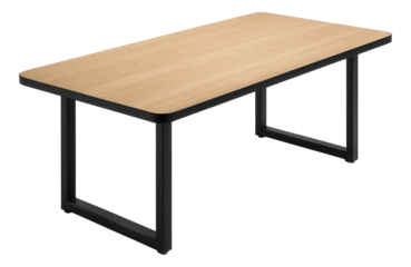 A cafeteria-style dining table with a durable laminate surface for an office break room.