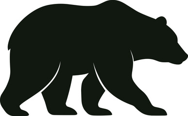 Walking Bear Silhouette Vector - Nature Wildlife Clipart