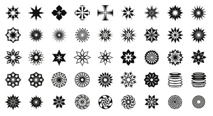 Collection of 48 Unique Geometric Mandala and Starburst Designs EPS Vector Graphics