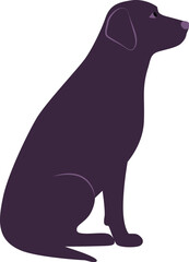 Obraz premium Black Labrador dog sitting profile Silhouette minimalist vector.