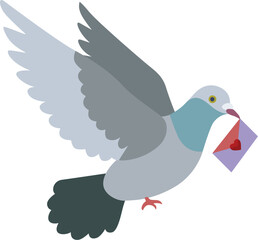A Pigeon flying and delivering a love letter minimalist vector.