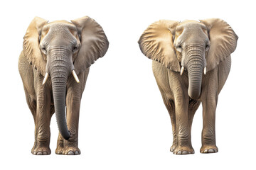 Fototapeta premium Elephant in side and front view displayed with isolated background showcasing its majestic features and unique characteristics