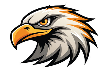 Fototapeta premium Bald eagle head with piercing yellow eyes stares intensely to the side boldly
